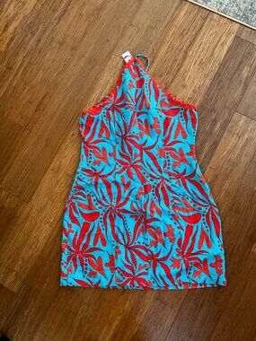 Loft Floral Lenen Blend Mini Dress NWT Size 8 Halter Style